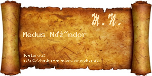 Medus Nándor névjegykártya